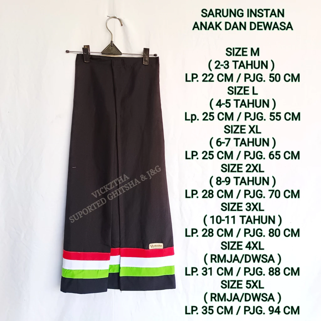 Sarung Instan Anak Laki Laki dan Dewasa Model Rok by VICKZTHA Usia 2-16 Tahun / Sarung Sunat Anak