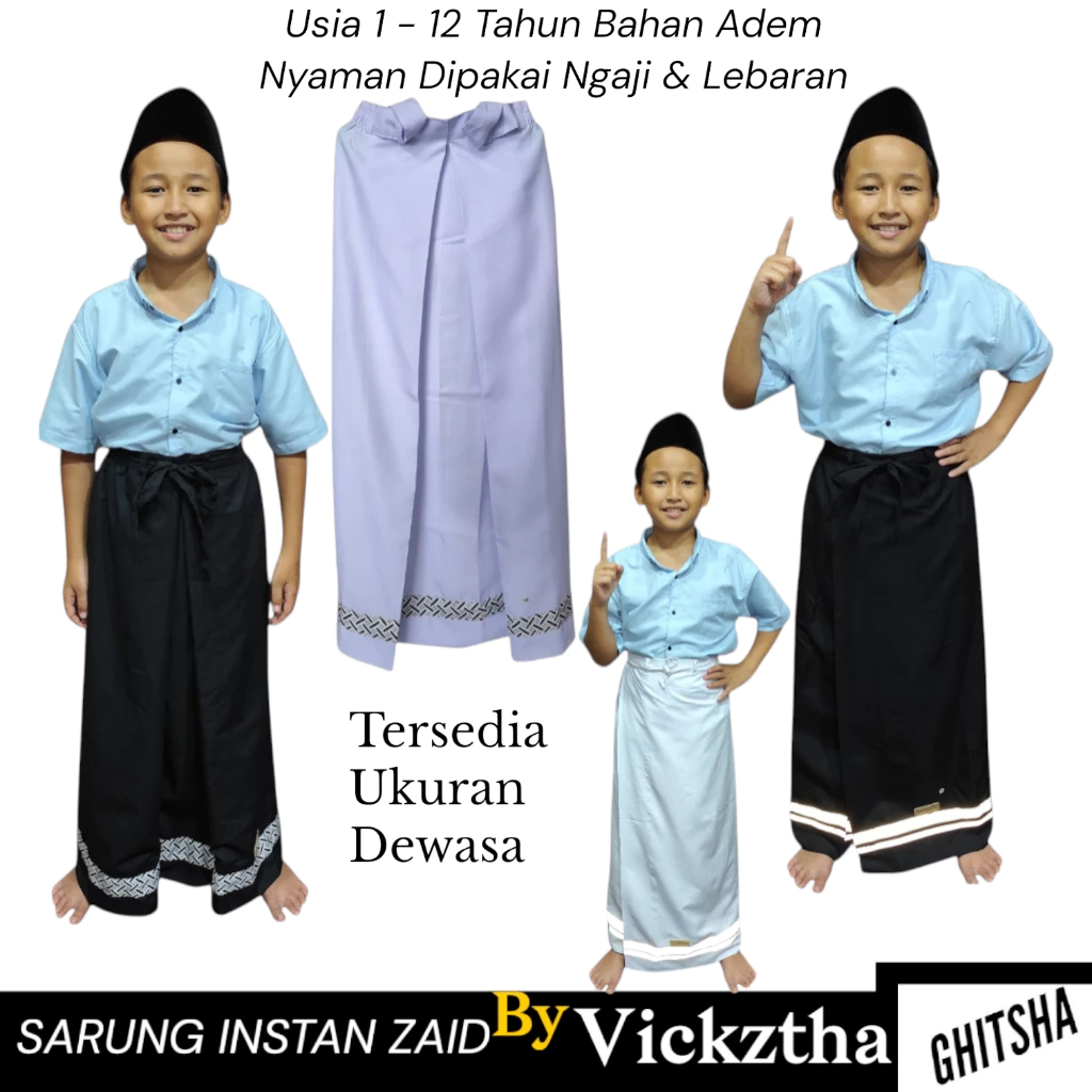 Sarung Instan Anak Laki Laki dan Dewasa Model Rok by VICKZTHA Usia 2-16 Tahun / Sarung Sunat Anak